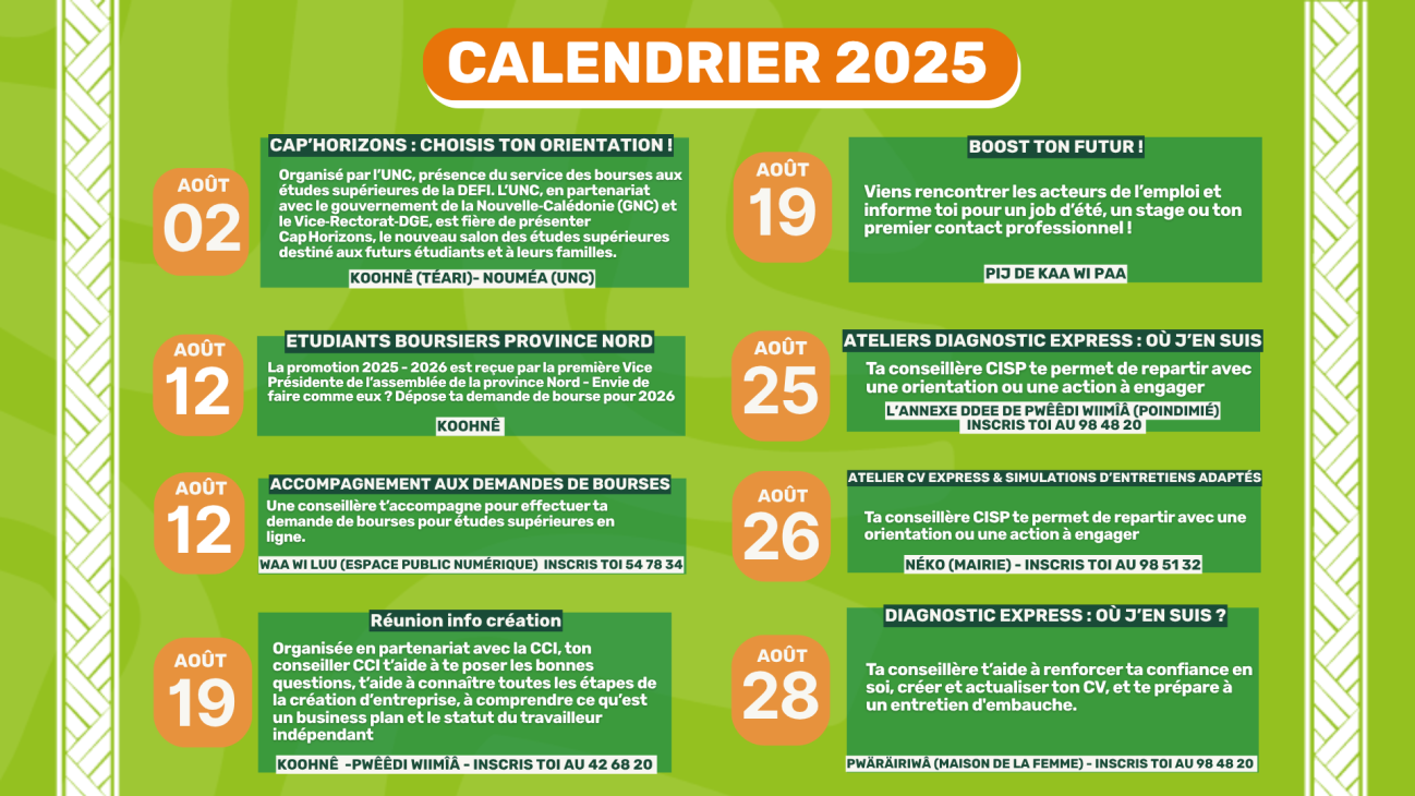 Calendrier SOFIP aout 2025